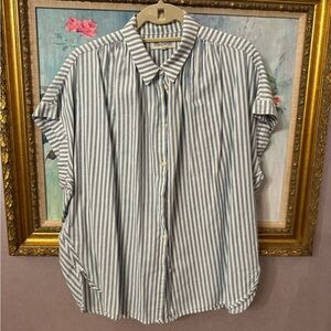 Madewell Blue and White Striped Casual Shirt